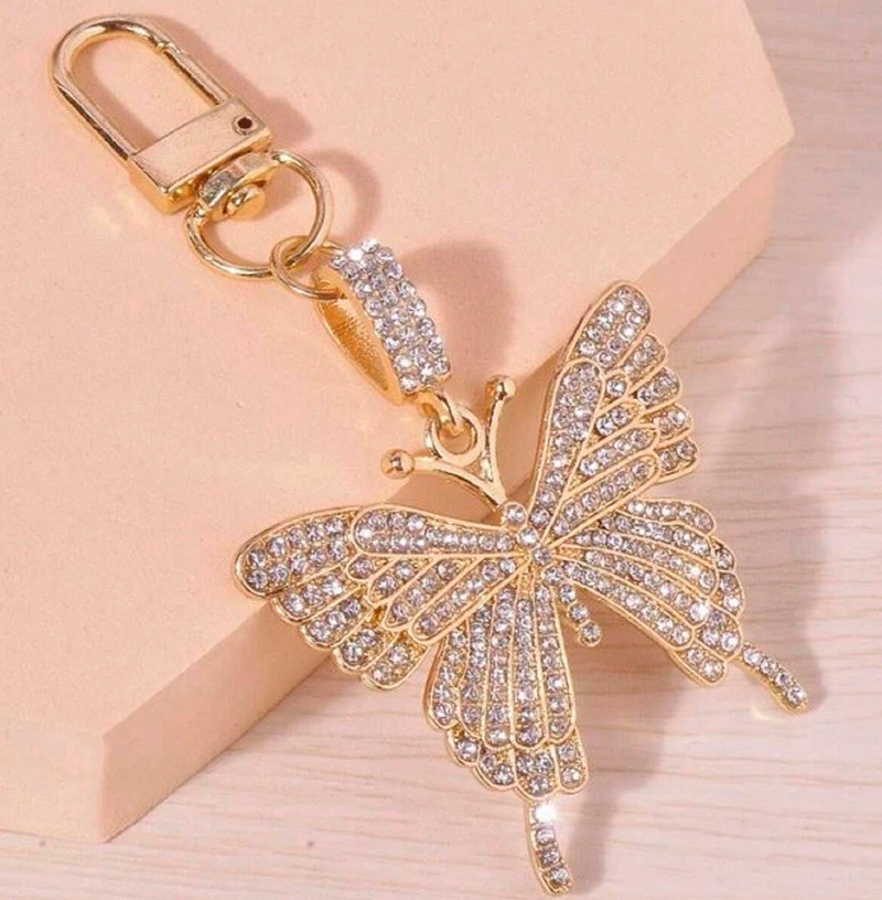 Butterfly Rhinestone Keychain – Cute Y2K Bag Charm for Car, School & Accessories