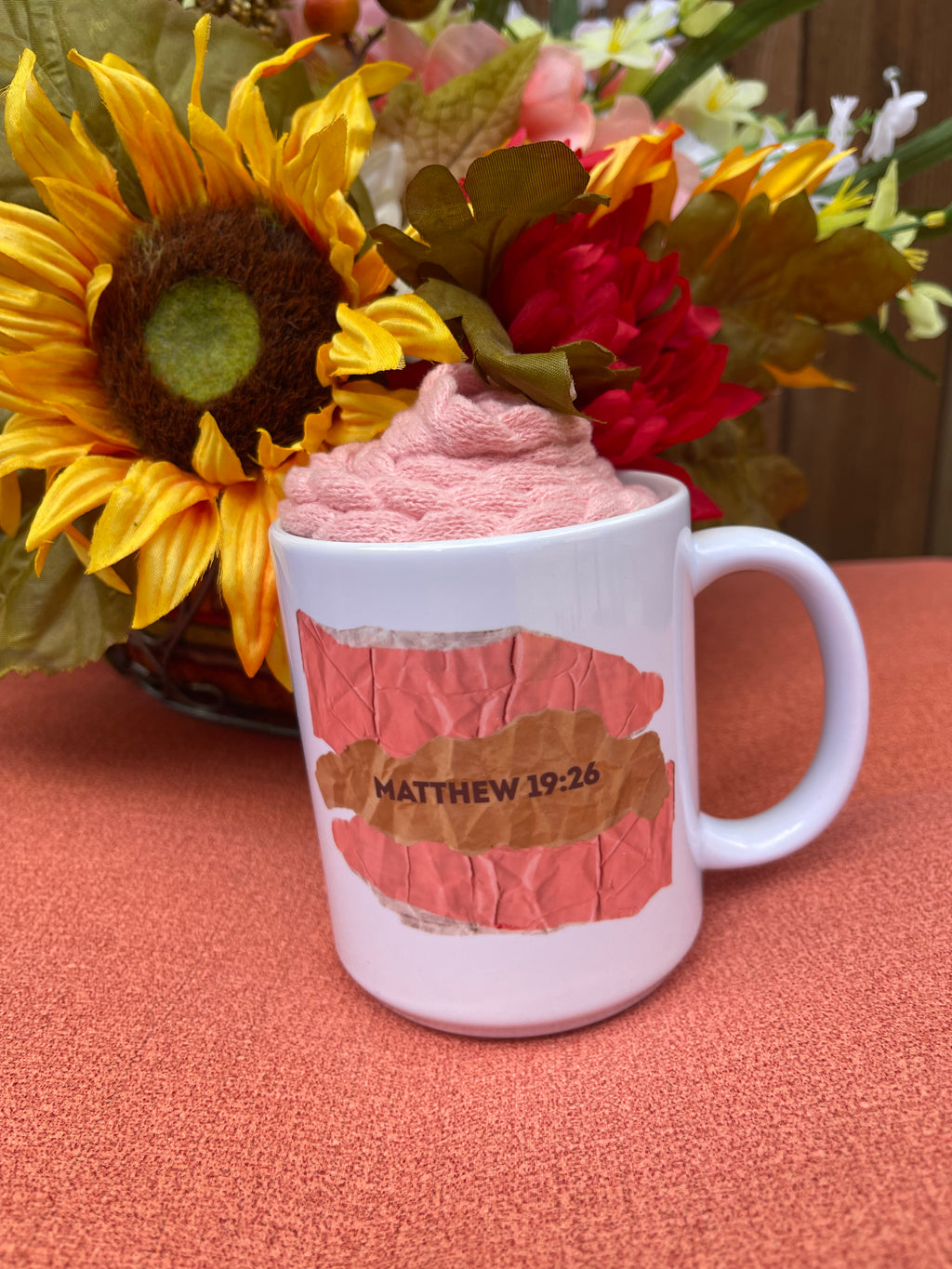 All Things Are Possible Mug – Inspirational Ceramic Cup with Pink Accent