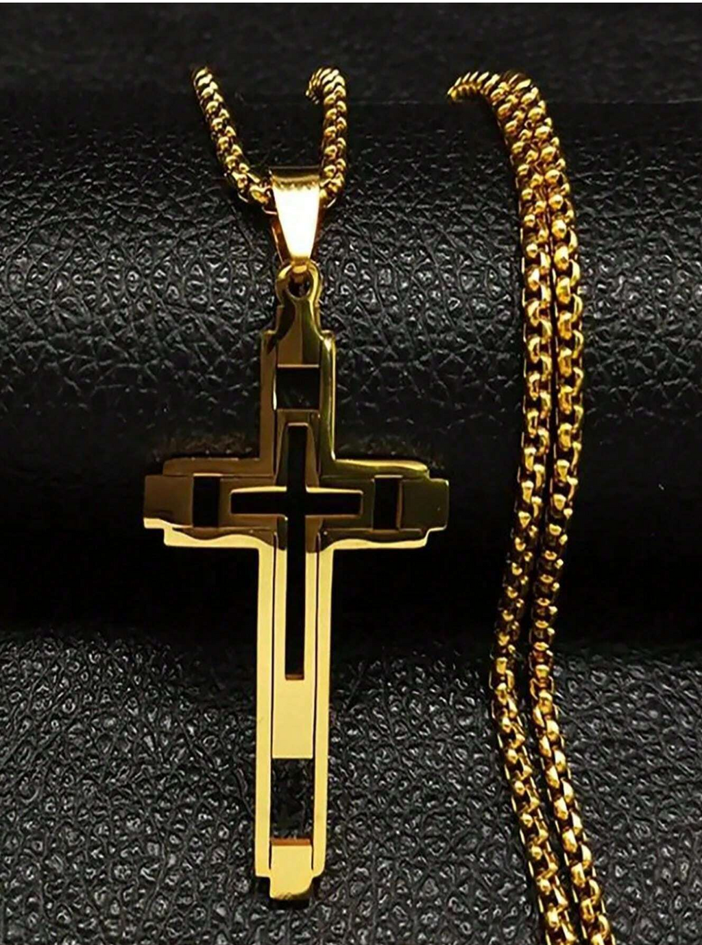 Men's Hollow Out Cross Pendant Necklace – Personalized Street Style Gold Chain Jewelry